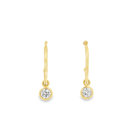 0.48ct Round Diamond Drop Hoop Earrings
