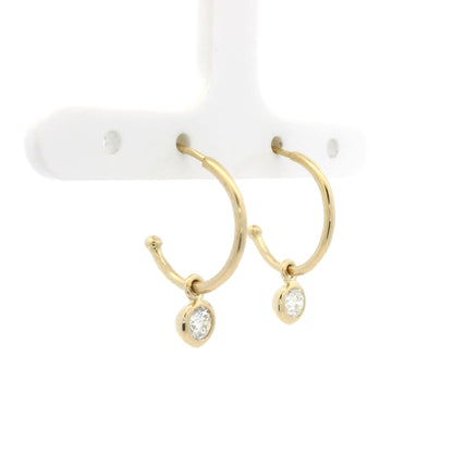 0.48ct Round Diamond Drop Hoop Earrings