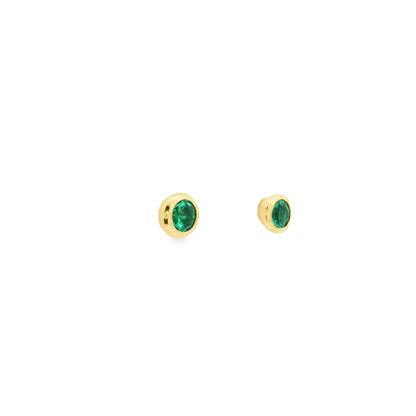 0.34ct Rubover Round Emerald Solitaire Stud Earrings