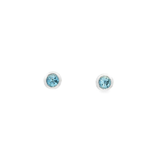 0.45ct Round Aquamarine Solitaire Stud Earrings