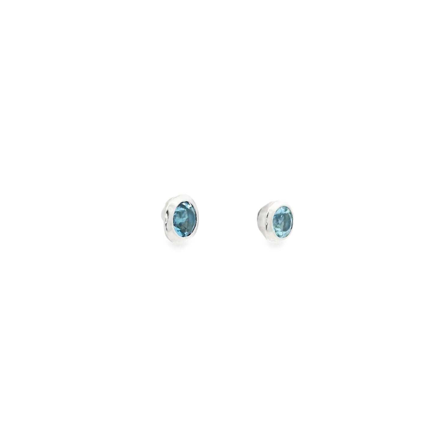 0.45ct Round Aquamarine Solitaire Stud Earrings