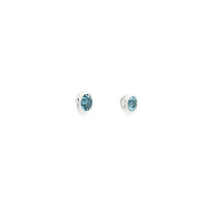 0.45ct Round Aquamarine Solitaire Stud Earrings
