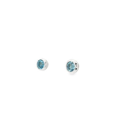 0.45ct Round Aquamarine Solitaire Stud Earrings