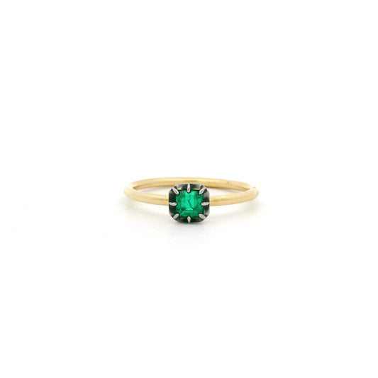 0.26ct Emerald Cut Emerald Georgian Style Solitaire Ring