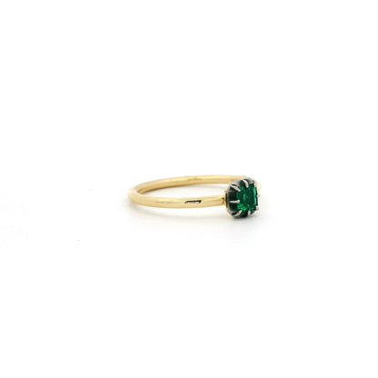 0.26ct Emerald Cut Emerald Georgian Style Solitaire Ring