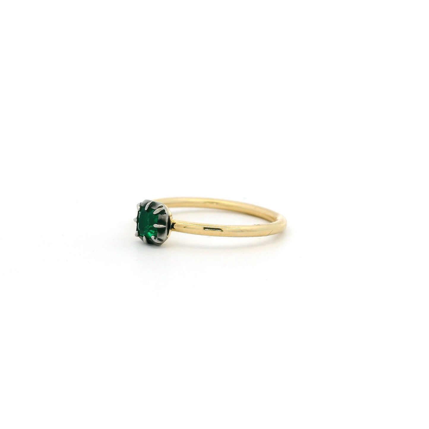 0.26ct Emerald Cut Emerald Georgian Style Solitaire Ring