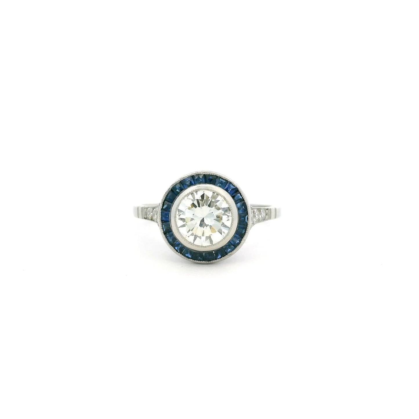 1.26ct Round Diamond And Sapphire Target Ring