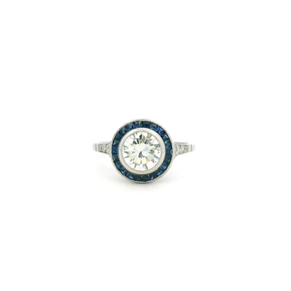 1.26ct Round Diamond And Sapphire Target Ring