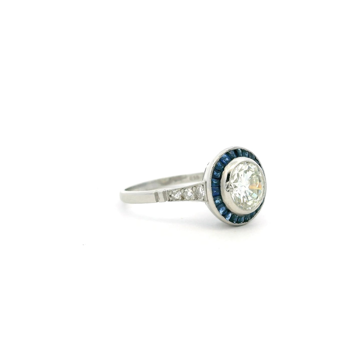 1.26ct Round Diamond And Sapphire Target Ring