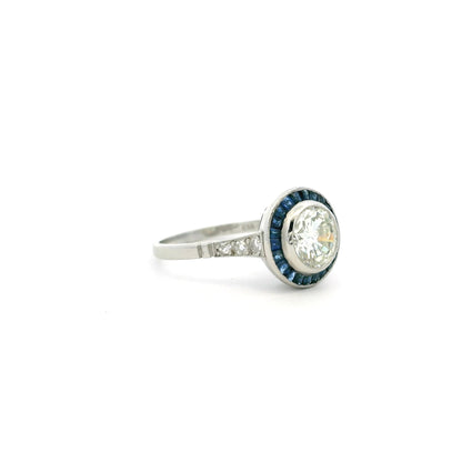 1.26ct Round Diamond And Sapphire Target Ring