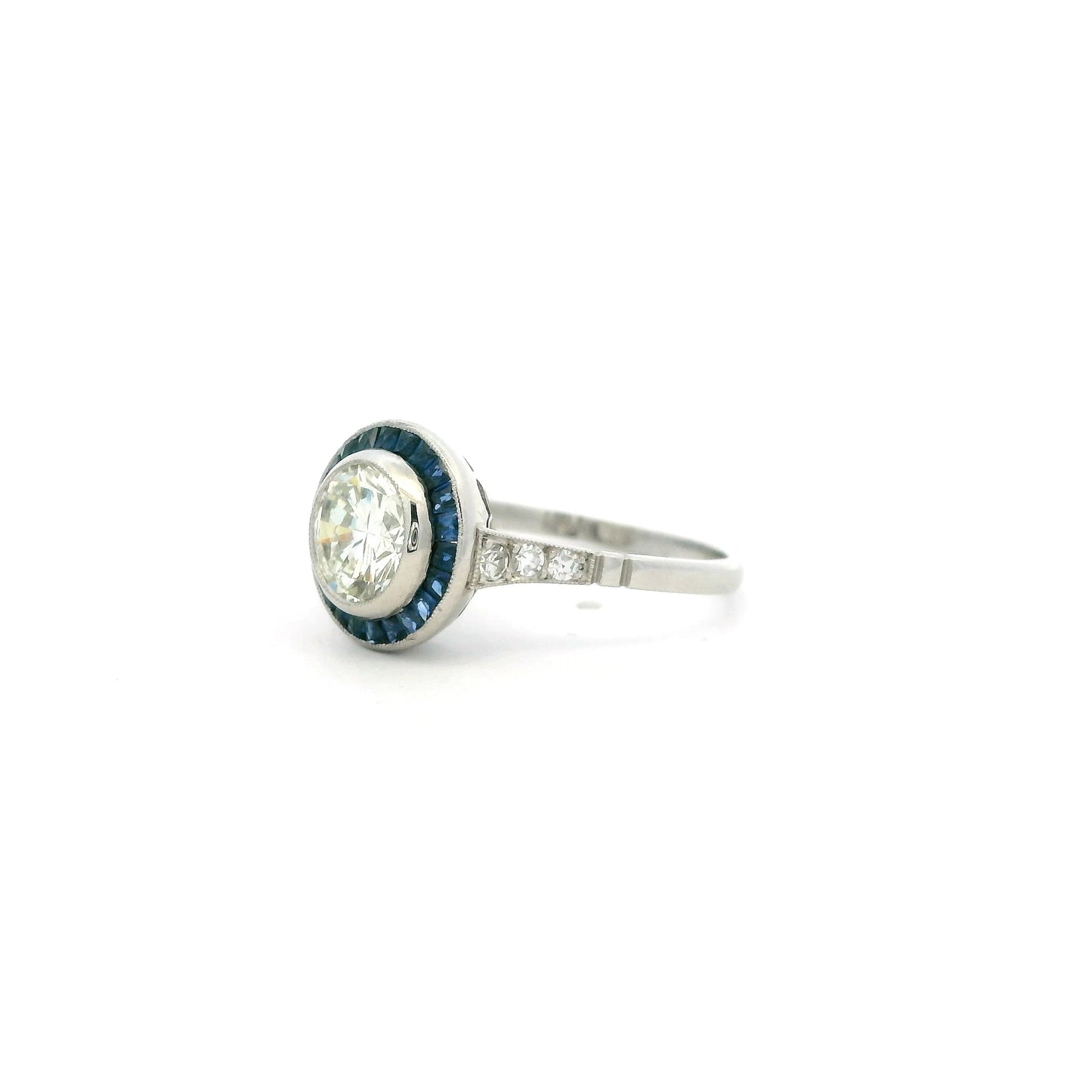 1.26ct Round Diamond And Sapphire Target Ring