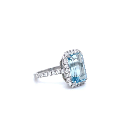 3.70ct Aquamarine and Diamond Cluster Ring