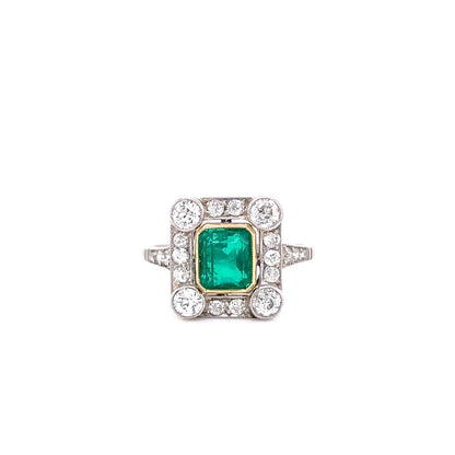 1.14ct Emerald Framed Cluster Ring