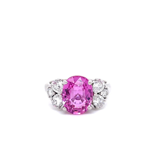 4.35ct Oval Pink Sapphire And Diamond Ring