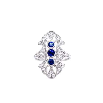 0.38ct Sapphire And Diamond Edwardian Style Fancy Cluster Ring