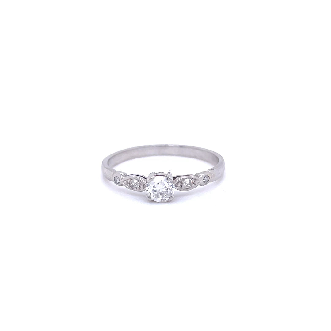 0.25ct Old Cut Diamond Ring With Diamond Set Shoulders