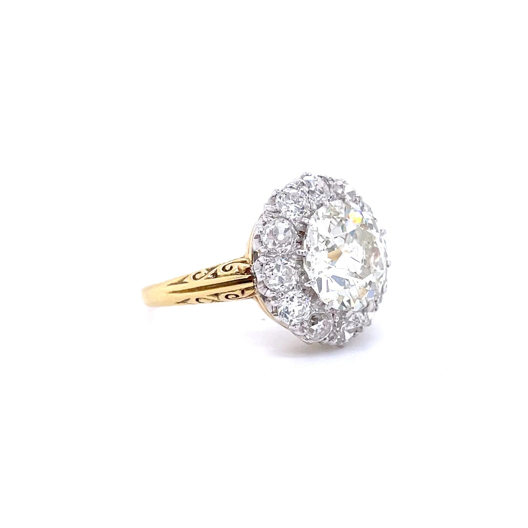 4.30ct Old Cut Round Diamond Cluster Cocktail Ring