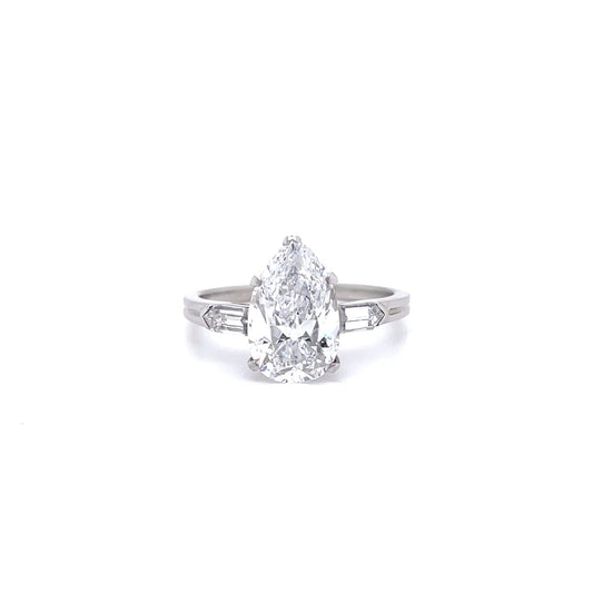 GIA Certified 2.36ct Pear Cut Diamond Art Deco Ring by Tiffany & Co.