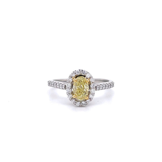 Certified Oval Yellow Diamond Cluster Ring