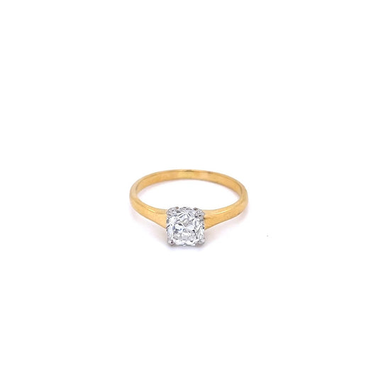 1.00ct Old Cushion Cut Diamond Solitaire Ring