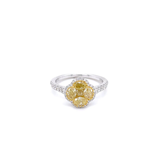 1.12ct Yellow Diamond Quatrefoil Cluster Ring