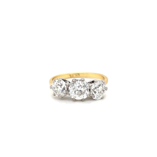 2.70ct Old Cut Diamond Three Stone Ring
