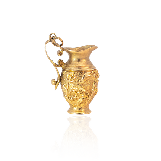 Yellow Gold Engraved Jug Charm