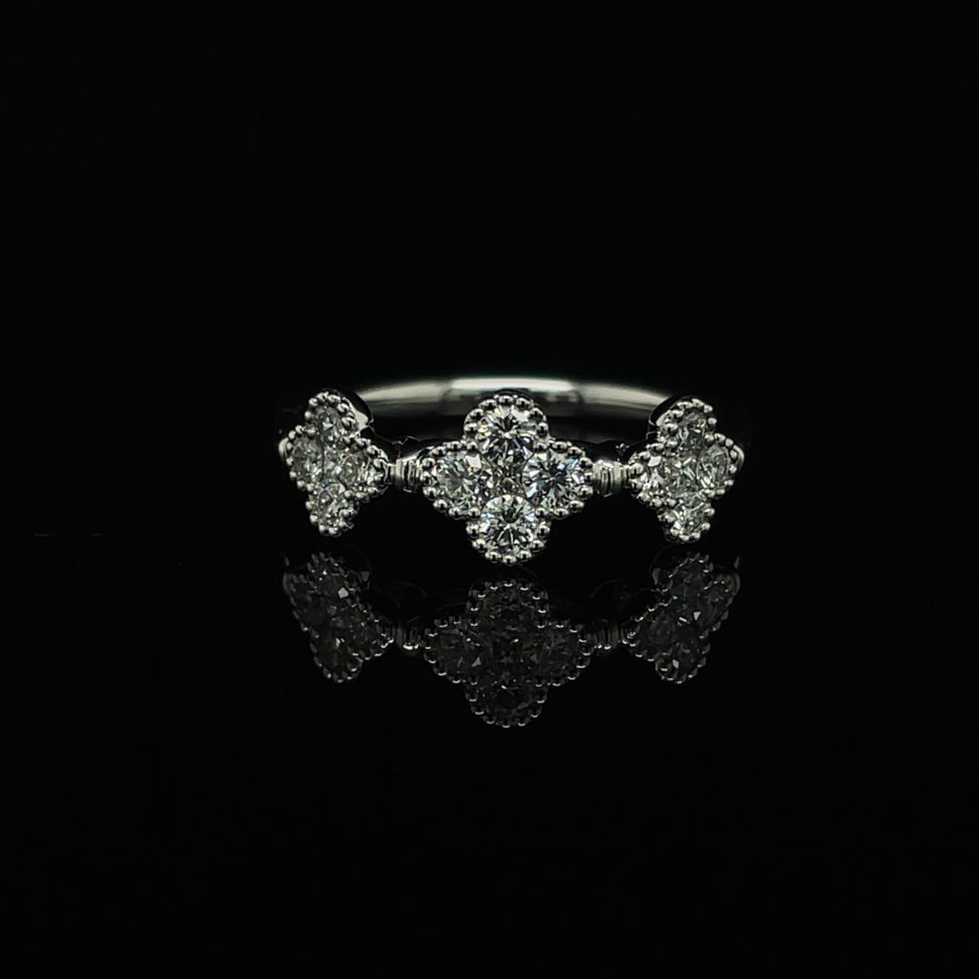0.52ct Diamond Quatrefoils Three Stone Style Ring