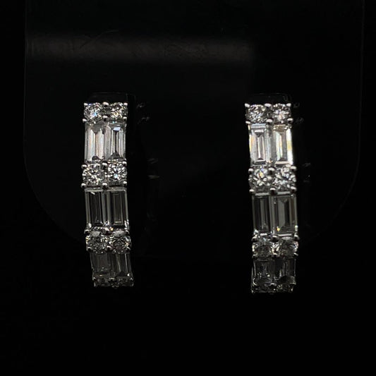 1.20ct Baguette And Round Diamond Hoops