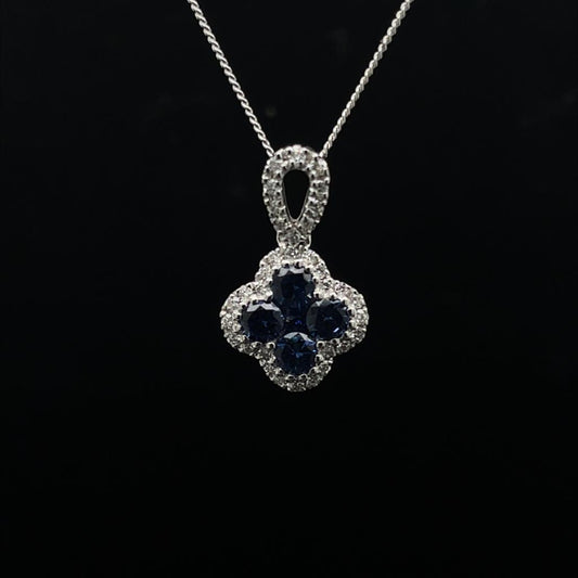 0.33ct Sapphire And Diamond Cluster Quatrefoil Pendant