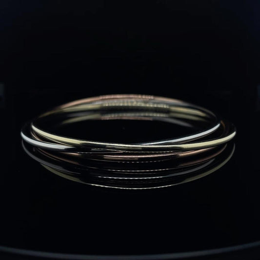 White, Yellow And Rose Gold Russian Bangle