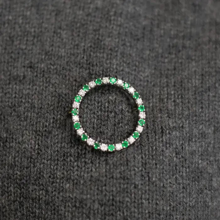 Cartier Emerald And Diamond Circular Brooch