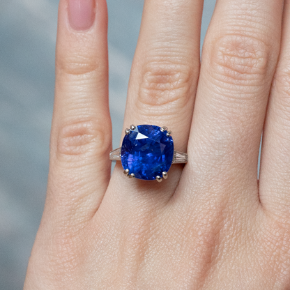 Certified Unheated 12.80ct Cushion Cut Sapphire Cocktail Ring by Boucheron