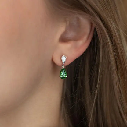 2.58ct Pear On Pear Tsavorite Garnet And Diamond Drop Earrings