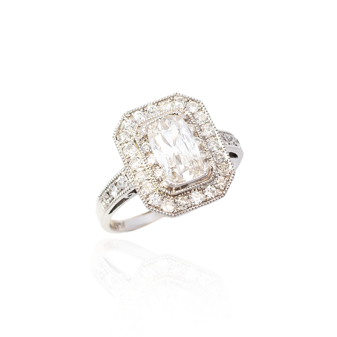 0.74ct Elongated Cushion Diamond Art Deco Style Dress Ring