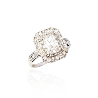 0.74ct Elongated Cushion Diamond Art Deco Style Dress Ring