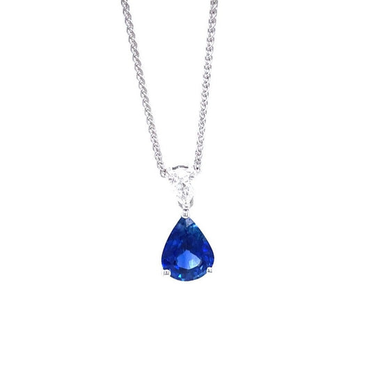 1.86ct Pear On Pear Sapphire And Diamond Pendant
