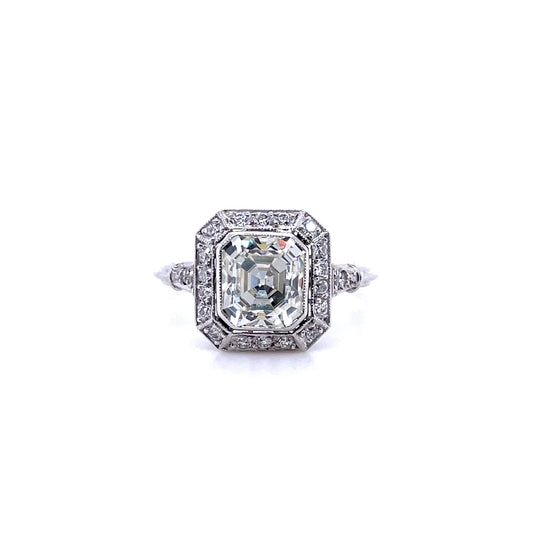 1.71ct Old Asscher Cut Diamond Art Deco Style Dress Ring
