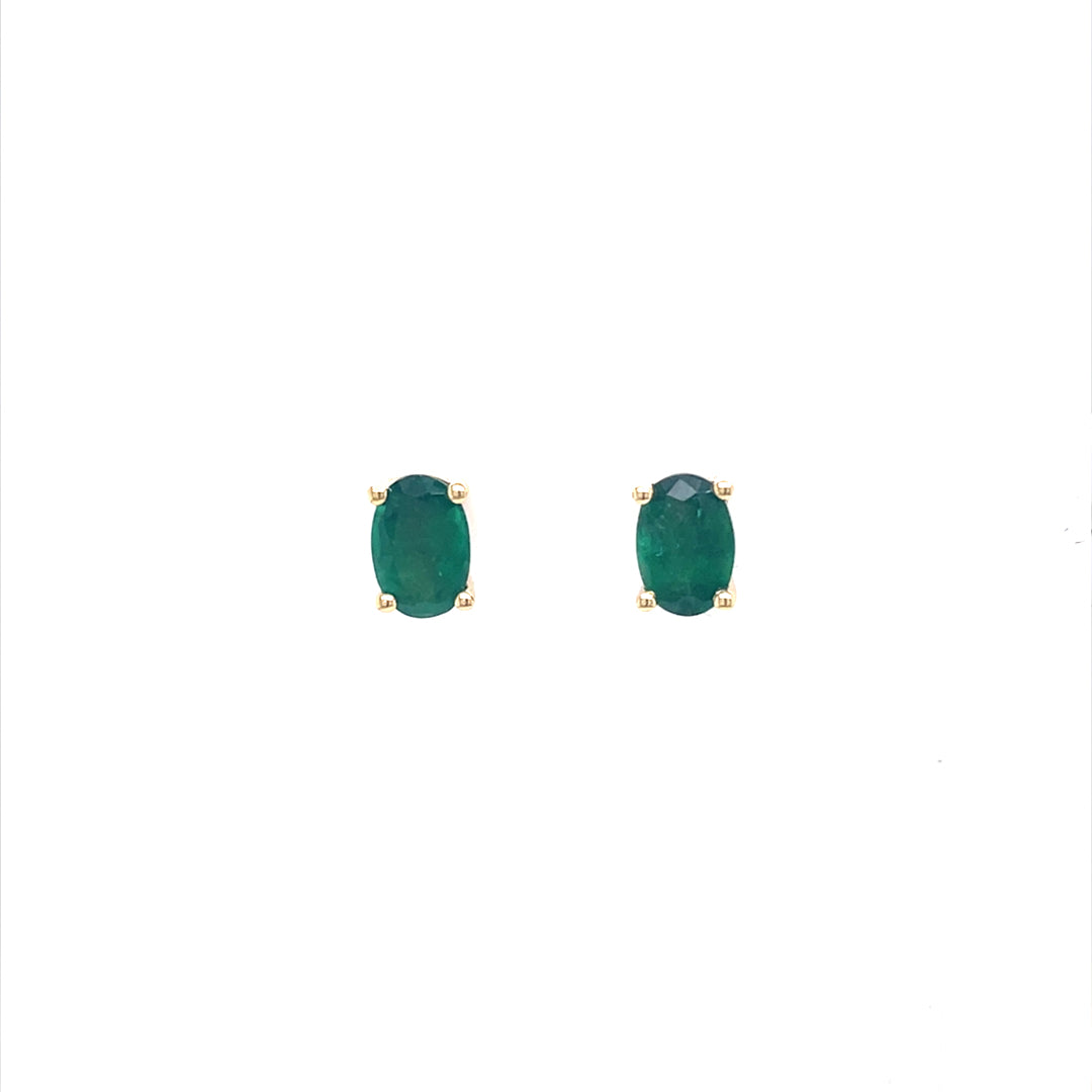 0.86ct Oval Emerald Solitaire Earrings