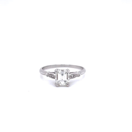 0.95ct Emerald Cut Diamond Ring With Diamond Set Shoulders