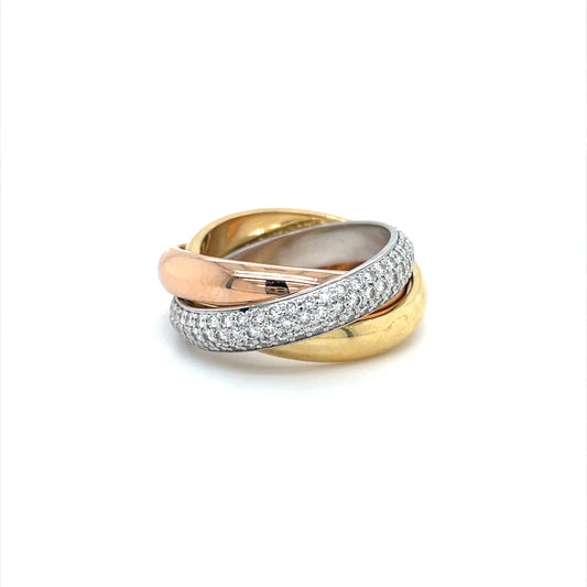Cartier Diamond Tricolour Trinity Ring