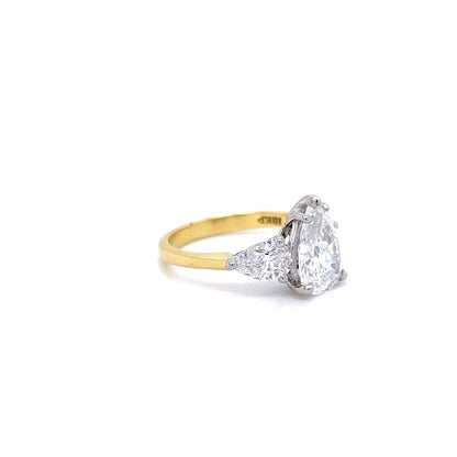 1.60ct GIA Certified Pear Cut Diamond Three Stone Ring