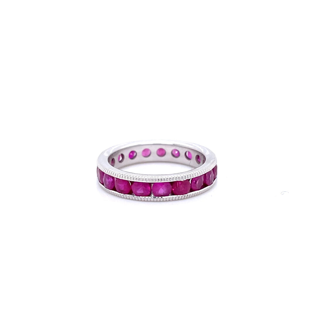3.20ct Round Pink Sapphire Eternity Ring