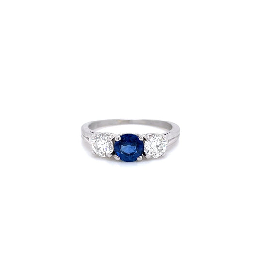0.80ct Round Sapphire and Diamond Three Stone Ring by Tiffany & Co.