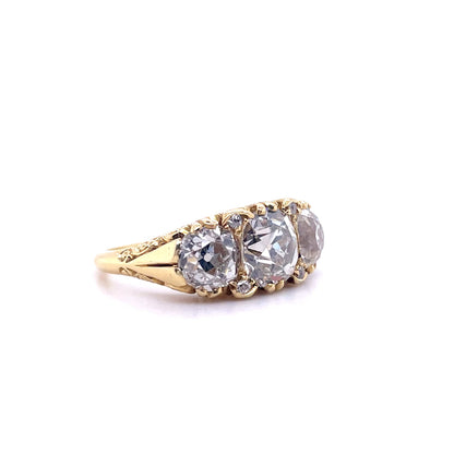 5.19ct Old Cut Diamond Victorian Style Carved Half Hoop Ring