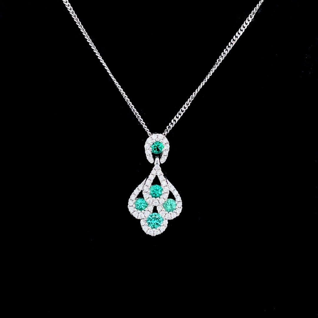 0.27ct Emerald And Diamond Peacock Style Pendant