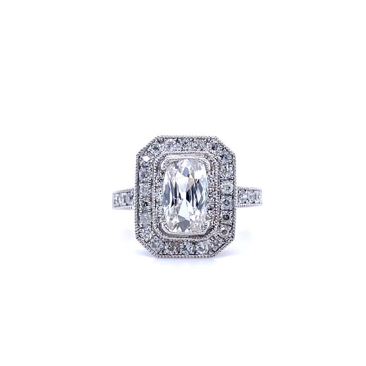 0.74ct Elongated Cushion Diamond Art Deco Style Dress Ring