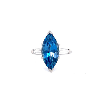 3.30ct Marquise Cut Aquamarine And Diamond Dress Ring