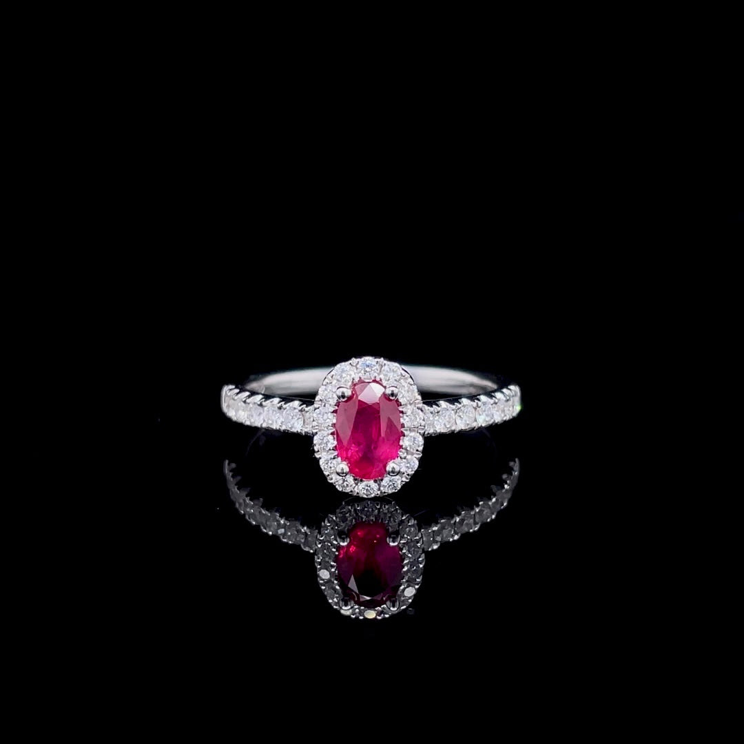0.50ct Oval Ruby and Diamond Cluster Ring