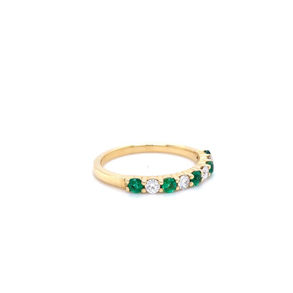 18ct Yellow Gold 0.34ct Round Emerald And Diamond Half Eternity Ring